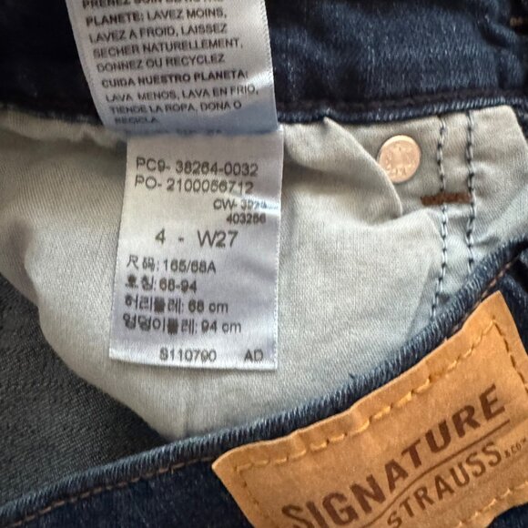 Levis Signature Shorts W27 Mid-Rise Dark Wash Denim Shorts - Picture 5 of 8